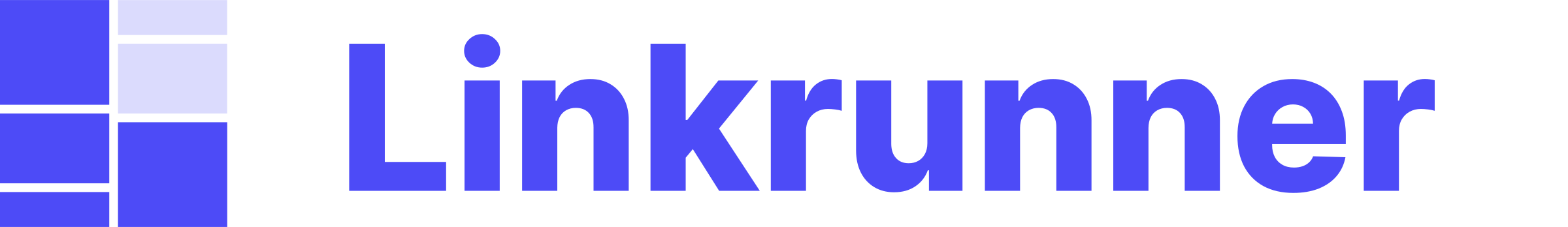 Linkrunner logo, full lockup with mark and wordmark
